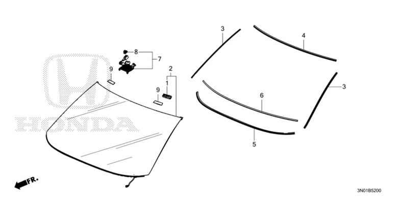 Glass windshield 73111-3N0-N61